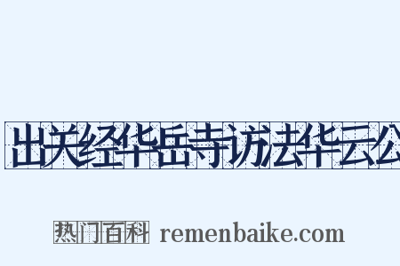 出关经华岳寺访法华云公是什么意思的图片